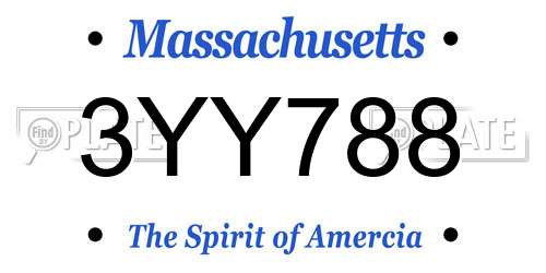 3YY788 Massachusetts License Plate