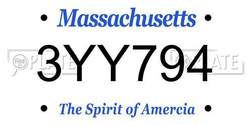 3YY794 Massachusetts License Plate