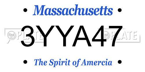 3YYA47 Massachusetts License Plate