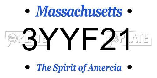 3YYF21 Massachusetts License Plate
