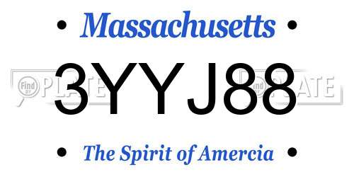 3YYJ88 Massachusetts License Plate