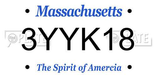 3YYK18 Massachusetts License Plate