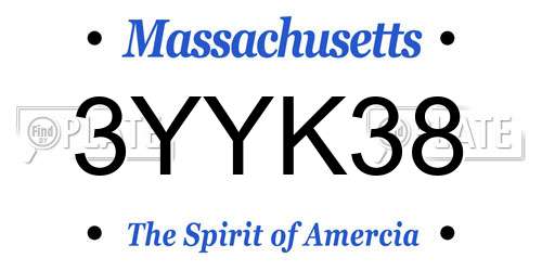 3YYK38 Massachusetts License Plate
