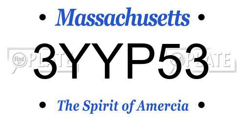3YYP53 Massachusetts License Plate
