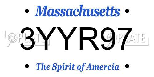 3YYR97 Massachusetts License Plate