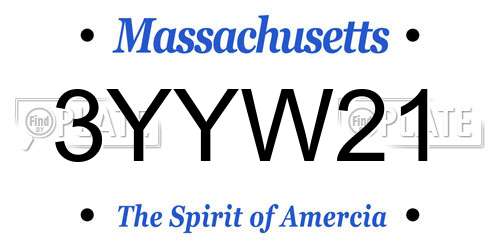 3YYW21 Massachusetts License Plate