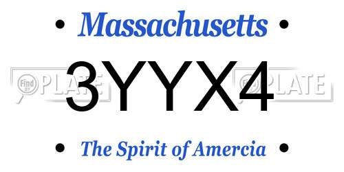 3YYX4 Massachusetts License Plate