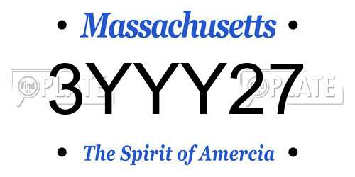 3YYY27 Massachusetts License Plate