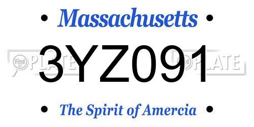 3YZ091 Massachusetts License Plate