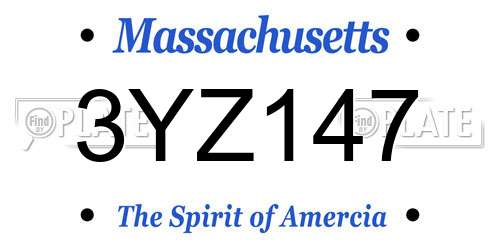 3YZ147 Massachusetts License Plate