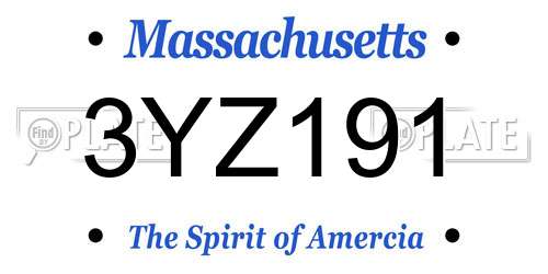 3YZ191 Massachusetts License Plate