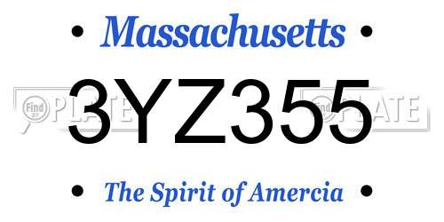 3YZ355 Massachusetts License Plate