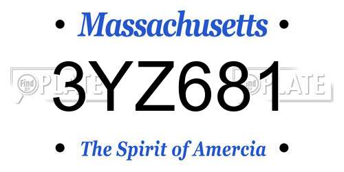 3YZ681 Massachusetts License Plate