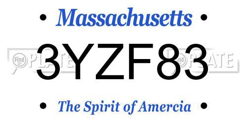 3YZF83 Massachusetts License Plate