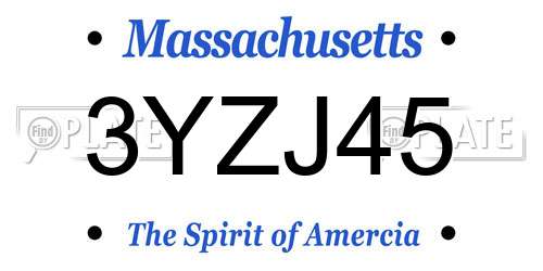 3YZJ45 Massachusetts License Plate
