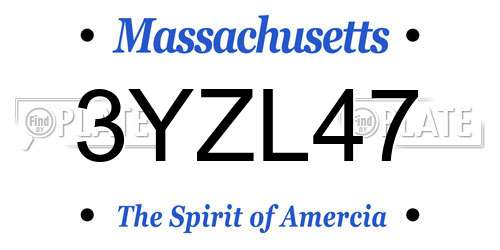 3YZL47 Massachusetts License Plate