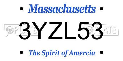 3YZL53 Massachusetts License Plate