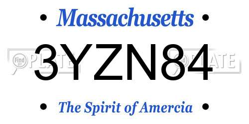 3YZN84 Massachusetts License Plate