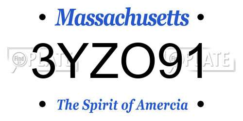 3YZO91 Massachusetts License Plate
