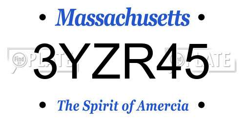 3YZR45 Massachusetts License Plate