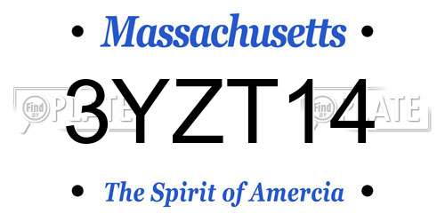 3YZT14 Massachusetts License Plate