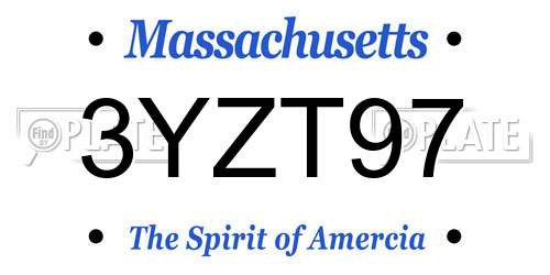 3YZT97 Massachusetts License Plate