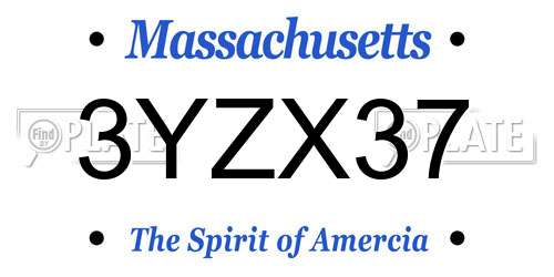 3YZX37 Massachusetts License Plate