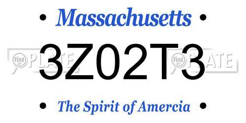 3Z02T3 Massachusetts License Plate