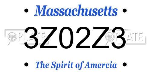 3Z02Z3 Massachusetts License Plate
