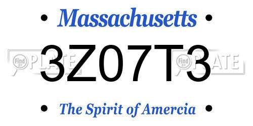 3Z07T3 Massachusetts License Plate