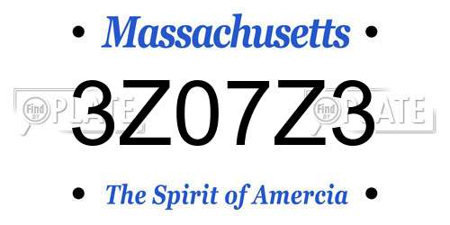 3Z07Z3 Massachusetts License Plate