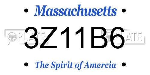 3Z11B6 Massachusetts License Plate