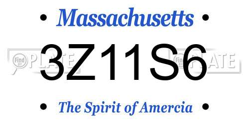 3Z11S6 Massachusetts License Plate
