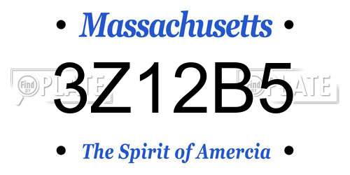 3Z12B5 Massachusetts License Plate