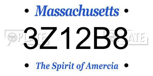 3Z12B8 Massachusetts License Plate