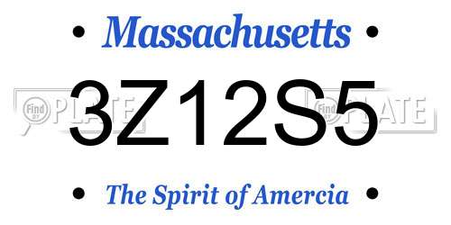 3Z12S5 Massachusetts License Plate