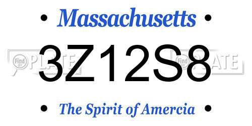 3Z12S8 Massachusetts License Plate