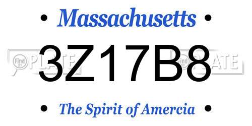 3Z17B8 Massachusetts License Plate