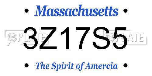 3Z17S5 Massachusetts License Plate