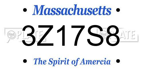 3Z17S8 Massachusetts License Plate