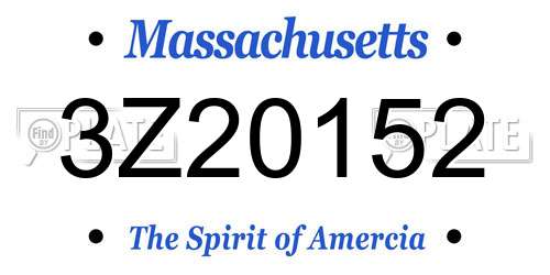 3Z20152 Massachusetts License Plate