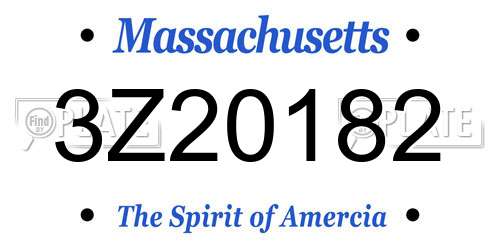 3Z20182 Massachusetts License Plate