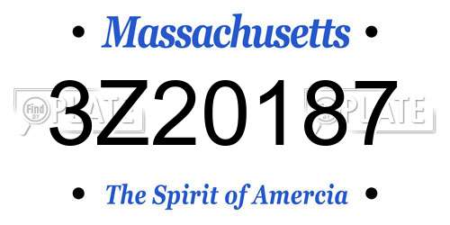 3Z20187 Massachusetts License Plate
