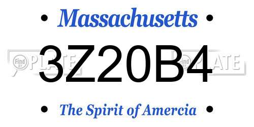 3Z20B4 Massachusetts License Plate