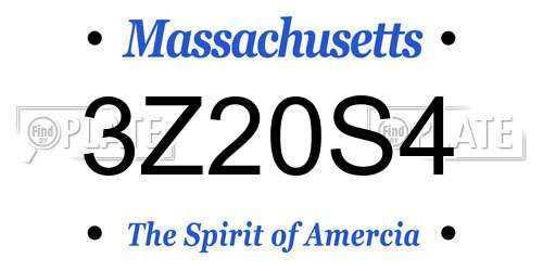 3Z20S4 Massachusetts License Plate