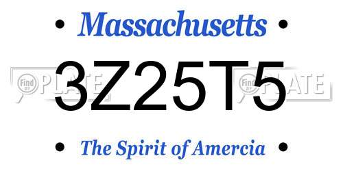 3Z25T5 Massachusetts License Plate