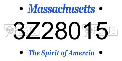 3Z28015 Massachusetts License Plate