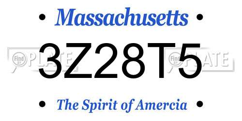 3Z28T5 Massachusetts License Plate
