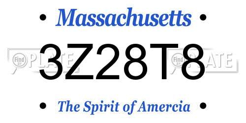 3Z28T8 Massachusetts License Plate