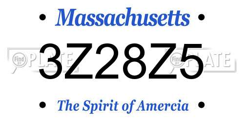 3Z28Z5 Massachusetts License Plate